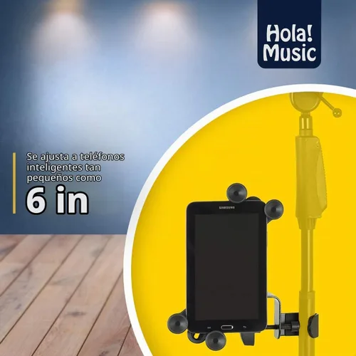 Vista 3 de ¡Hola! HM-MTH, soporte para tableta, micrófono y celular, para aparatos con pantallas de 6 a 15 pulgadas