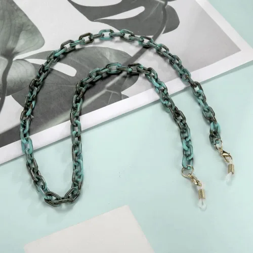 Vista 4 de LIKGREAT Cadena de gafas de acrílico para mujer, con cadena de acrílico ámbar, correa de retención para gafas de sol