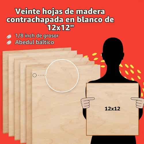 Vista 2 de Artlicious Madera contrachapada de abedul báltico, paquete de 20