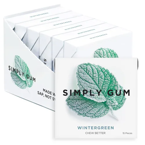 Vista 20 de SIMPLY Gum Canela, goma de mascar natural sin plástico, paquete de 6 (90 piezas) Vegano, Kosher, sin OGM, sin aspartamo y sin sorbitol