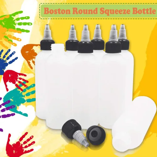 Vista 7 de Muiyaneq Paquete de 20 unidades de botellas de plástico Boston de 4 oz/120 ml con tapa de rosca, botellas LDPE blancas para líquidos, tintas