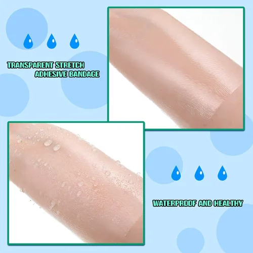 Vista 5 de 6 rollos de vendaje impermeable de 2 tamaños, vendajes adhesivos transparentes para tatuajes, natación y cuidado posterior