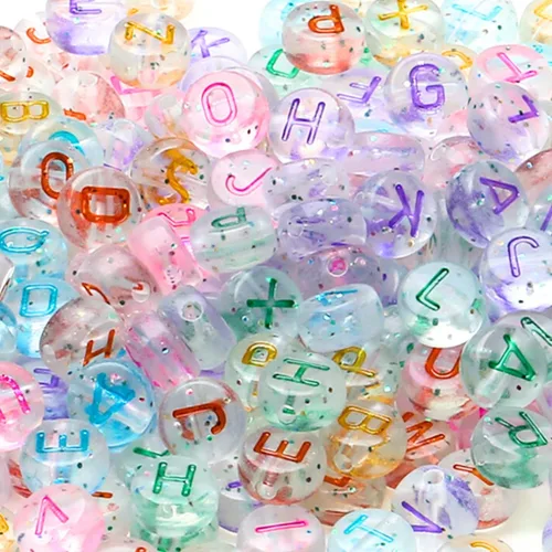 Vista 11 de XIANNVXI 3500 cuentas de letras blancas para pulseras, cuentas acrílicas coloridas para hacer joyas (cuentas blancas y mixtas)