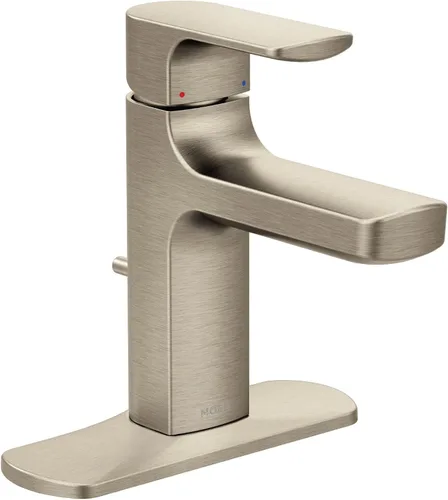 Vista 3 de Moen 6900BN Rizon - Grifo de baño moderno de una manija con conjunto de drenaje, níquel cepillado