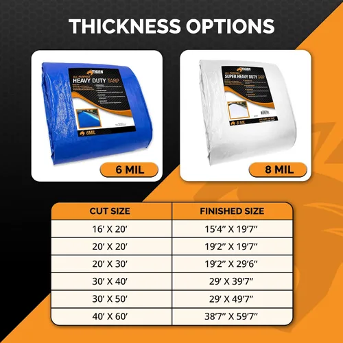 Vista 6 de Lona duradera, resistente e impermeable de 16 x 20 pies, multiusos de 6 mil, de Tiger Tough..