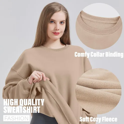 Vista 3 de onlylan Cloud - Sudadera de gran tamaño para mujer, cuello redondo, sudadera de moda de otoño 2023, suéteres con capucha