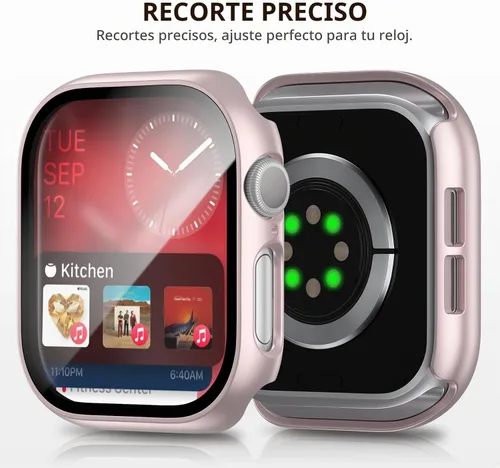 Vista 2 de Pack de 6 fundas para Apple Watch Series 11/10 de 42 mm con protector de pantalla de vidrio templado, BHARVEST Funda protectora de policarbonato