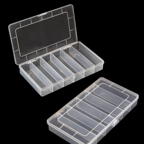 Vista 3 de Vidifor 2 paquetes de contenedor de suministros de arte de 8 compartimentos, caja organizadora de plástico transparente con divisores