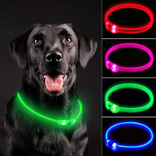 Vista 10 de NOVKIN Collar de perro LED, collar de perro iluminado para caminar por la noche, impermeable IP67, collar para mascotas recargable por USB, luces
