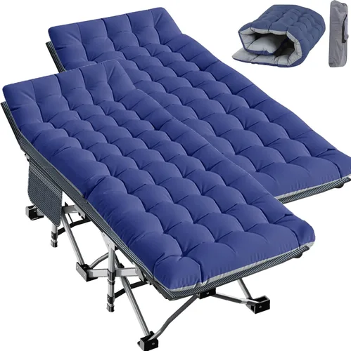 Vista 16 de Slsy Catre de camping plegable para adultos con almohadilla, catres de dormir portátiles acolchados, cama de campamento con bolsa de transporte