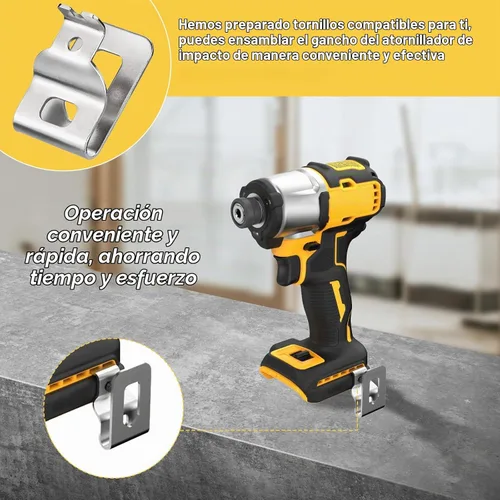 Vista 3 de Juego de 4 clips para cinturón Dewalt 304 para herramientas de taladro de acero inoxidable 304, clips Dewalt, con tornillos para Dewalt N268241