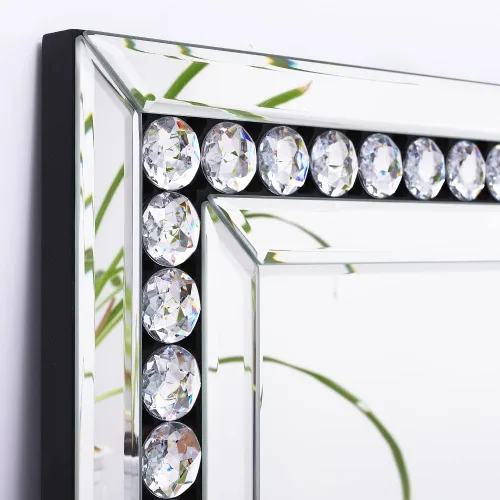 Vista 3 de Espejo decorativo de pared con marco de cristal y vidrio, espejo de pared grande de 28 x 40 pulgadas para decoración elegante de sala de estar