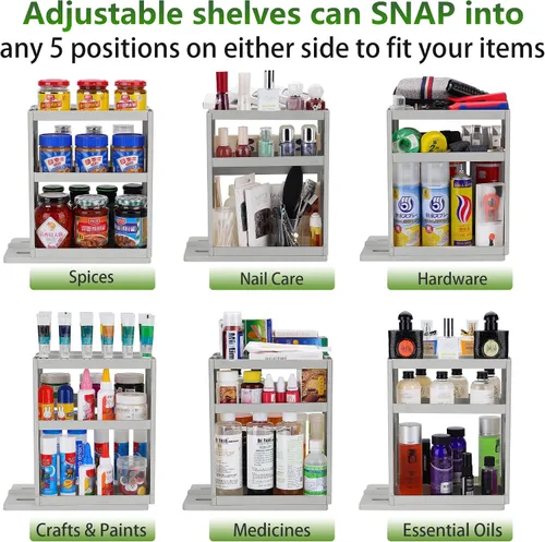 Vista 5 de Dutiplus Organizador de especias de 3 niveles, gabinete de almacenamiento giratorio y tirado para encimera de cocina, baño, 10.8 pulgadas de alto x