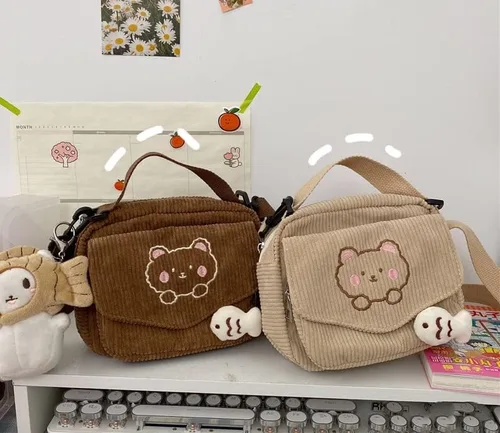 Vista 7 de AWXZOM Pequeño y lindo bolso cruzado de pana mini bolso cruzado kawaii pequeño bolso cruzado kawaii pequeño