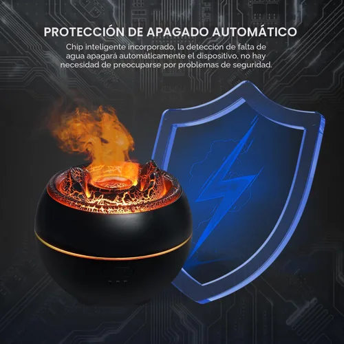 Vista 6 de YALEDI Difusor de Aceite Esencial, Difusor de Aromaterapia de Llama de Fuego Volcánico, Humidificador Ultrasónico de Niebla Fría de 360ml, Difusor