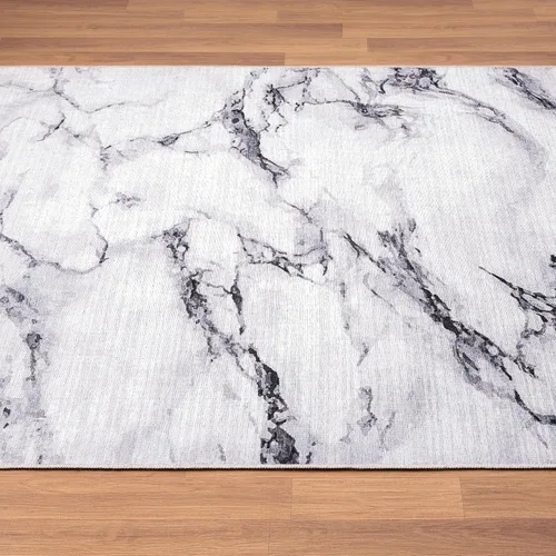 Vista 5 de Abani Parker Collection - Alfombra de área, diseño de mármol marfil/negro, 4 x 6 pies, fácil de limpiar, duradera para niños y mascotas,