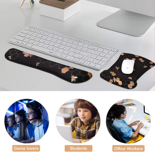 Vista 7 de iCasso - Alfombrilla de ratón ergonómica con reposa muñecas y reposamuñecas para teclado de computadora, de espuma viscoelástica, es más fácil