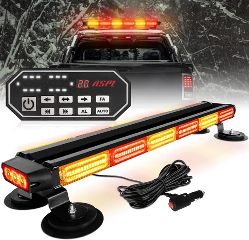 Vista 10 de ASPL - Barra de luces estroboscópicas de 66 cm, 126 LED, de emergencia, para techo, doble cara, con controlador, intermitente, de advertencia, luz