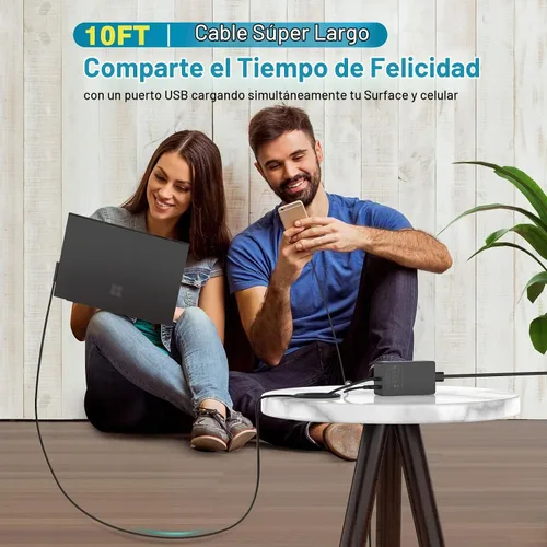 Vista 8 de Cargador de 127 W para Microsoft Surface Book 3, 2, 1, Laptop Studio 2, 1 Power Adapter Compatible with Windows Surface Pro/Laptop/Go, 10FT Cable