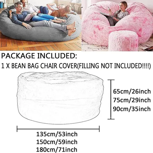 Vista 3 de Puf de 7 pies, funda de sofá para silla, lavable de tela de felpa suave de alta calidad, puf para juegos, tumbona gruesa y perezosa, juguetes