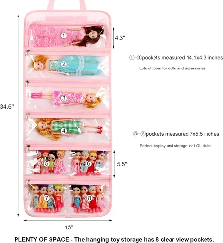 Vista 2 de Bolsa de Almacenamiento para Muñecas de Juguete, Estuche de Transporte Compatible con LOL Surprise Toys Dolls Omg, Organizador Colgante Bolsa