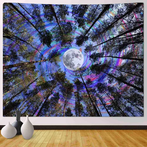 Vista 9 de Neapth Tapiz de sol para decoración de dormitorio y dormitorio, arte de pared blanco y negro, sol y luna, 59 x 59 pulgadas 1 Montaña del Sol