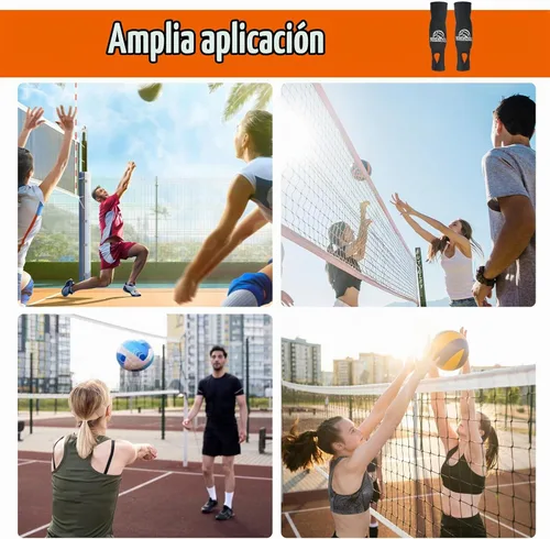 Vista 4 de Tucnoeu Almohadillas para brazos de voleibol con almohadillas protectoras y orificios para el pulgar, protector de muñeca