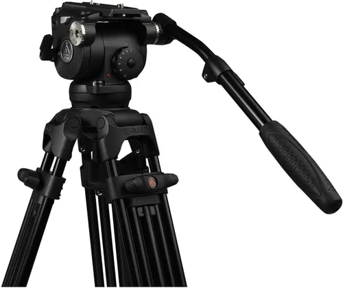 Vista 5 de Ikan Trípode de video de aluminio de 3 etapas con cabezal de panorámica fluida/inclinación GH08, Altura máxima: 67 ″, Inclinación/arrastre variable
