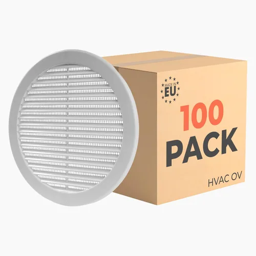 Vista 50 de Paquete de 10 cubiertas redondas de ventilación de aire de 4 pulgadas – Deflector de ventilación de aire Soffit de plástico blanco con malla