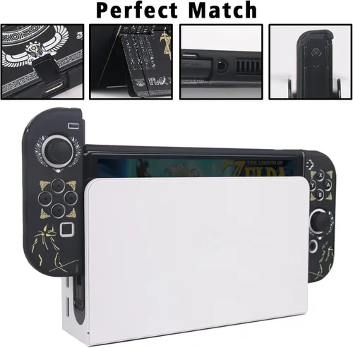 Vista 2 de TIKOdirect Funda acoplable compatible con los controladores Switch OLED Joy-Con más reciente actualización con 4 tapas de agarre para pulgar