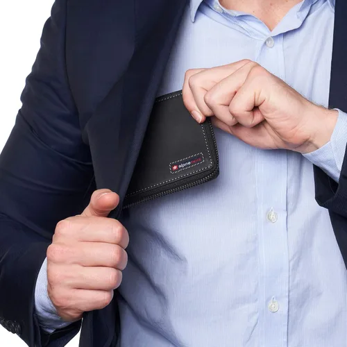 Vista 6 de Alpine Swiss Logan - Cartera plegable con cremallera para hombres o mujeres, caja fuerte RFID, viene en una caja de regalo