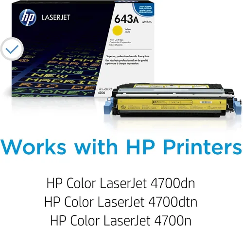 Vista 2 de HP Cartucho de tóner amarillo 643A Funciona con HP Color LaserJet serie 4700 Q5952A