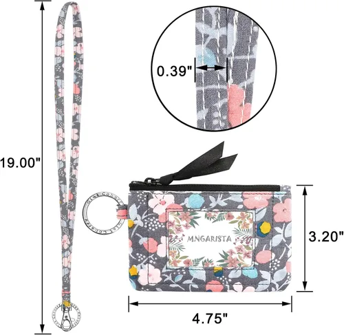 Vista 2 de Estuche de identificación con cierre de cremallera y cordón, billetera a la moda con cordón, billetera con estuche de identificación con cordón