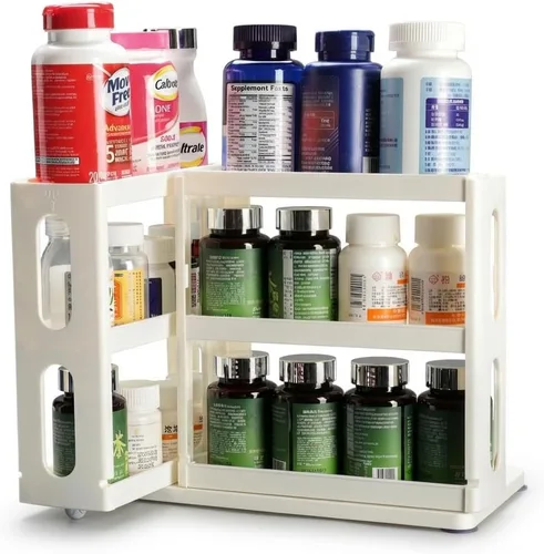 Vista 10 de Dutiplus Organizador de Medicinas 2 Estantes de Tres Niveles Gabinete Estante de Almacenamiento Organizador para Guardar Vitaminas, Suplementos