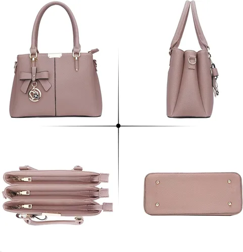 Vista 2 de KKXIU 3 compartimentos con cremallera y bolsos para mujer con asa superior, bolso de hombro para mujer