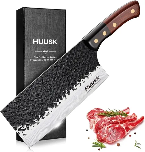 Vista 7 de Huusk Cuchillo Japonés Cortador de Carne - 6.7" Cuchillos Forjados a Mano, 3 Capas 9CR18MOV Cuchillo de Cocina de Alto Carbono, Cuchillos de Cocina