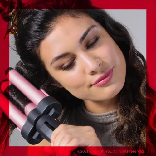 Vista 3 de Revlon Ondulador de pelo jumbo de 3 barriles Ondas de aspecto natural de larga duración, (rosa)