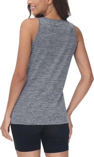 Vista 3 de TACVASEN Camiseta sin mangas para mujer, ligera, atlética, para yoga, cuello redondo, para ejercicio, fitness, para entrenamiento
