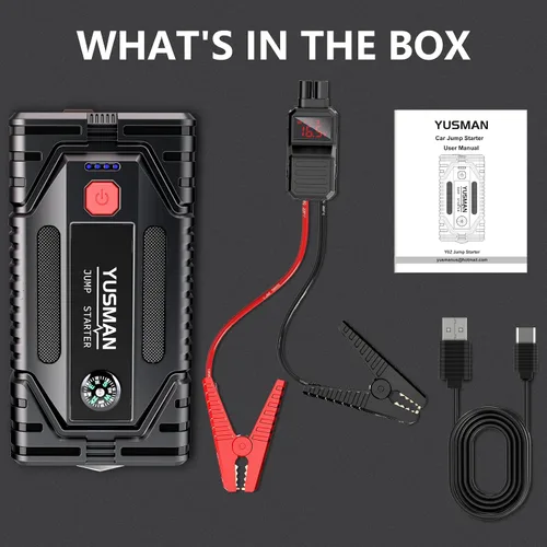 Vista 7 de Arrancador, arrancador de coche de 7000 A, paquete de arranque de batería de 12 V, cargador portátil y cables de puente para todos los motores