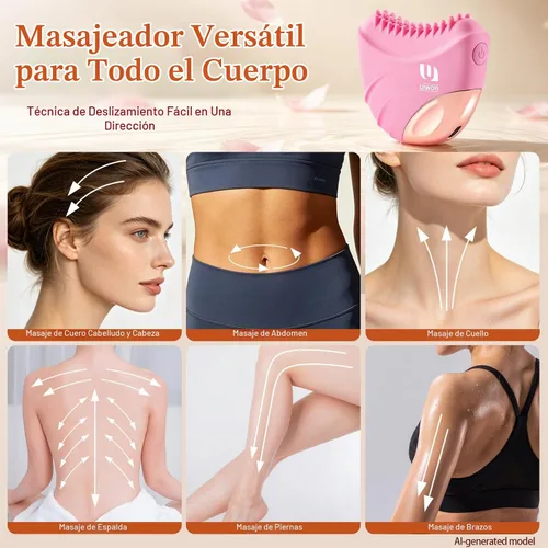 Vista 5 de Electric Heated Lymphatic Brush with Thick Raised Silicone Bristles