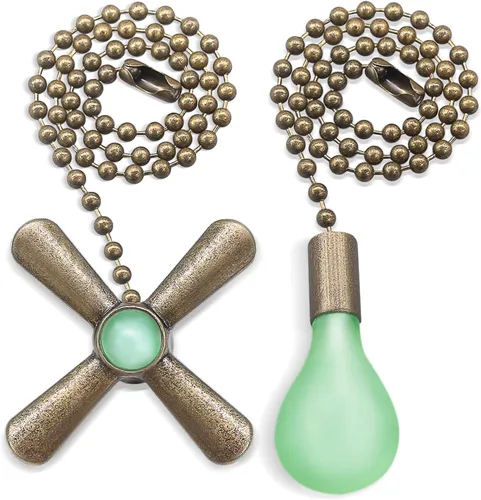 Vista 8 de Black Ceiling Fan Pull Chain Set, 2Pack 3mm Diameter Beaded Fluorescent Decorative Pendant Extension, 12in Lighting & Fan Chain Extender with