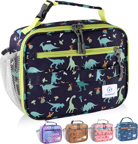 Vista 25 de Genteen Paquete de 2 bolsas de almuerzo suaves aisladas con doble cremallera, resistente, congelable y reutilizable para niños, hombres