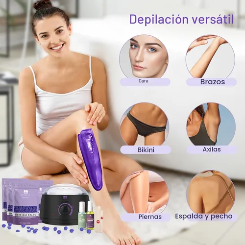 Vista 3 de BLITZWAX Kit de depilación brasileña y bikini para mujer, calentador de cera dura para cara, piernas y cuerpo, kit de depilación en casa, apto