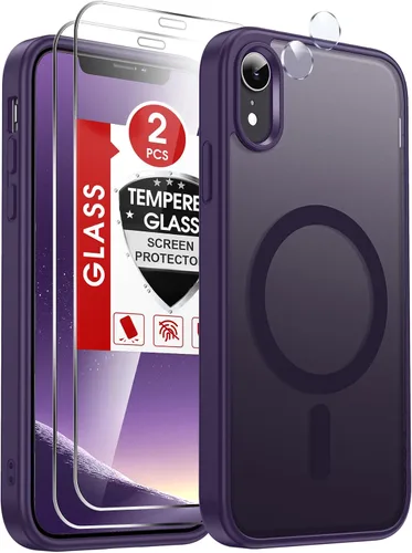 Vista 60 de LeYi Funda para iPhone XR: con protector de pantalla X2 + 2 funda para cámara [compatible con MagSafe] Funda protectora magnética i iphoneXR