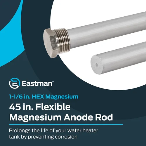 Vista 2 de Eastman Varilla de ánodo de magnesio flexible de 45 pulgadas, cabeza hexagonal de 1-1/6 pulgadas, cromo, 60296