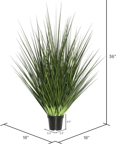 Vista 4 de Vickerman Hierba verde artificial extra completa de 36 pulgadas para uso diario con maceta de plástico negro, decoración de plantas de césped