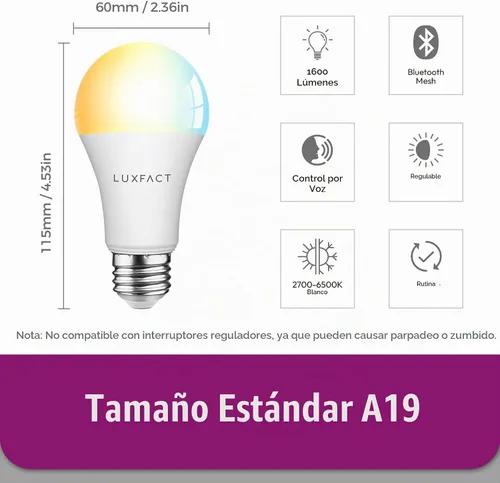 Vista 2 de Bombillas Alexa equivalentes a 150 W, bombillas inteligentes directamente compatibles con Alexa, sintonizables de blanco cálido a frío, bombilla