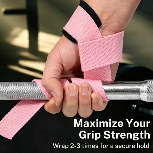 Vista 3 de Lifting Straps for Weightlifting, 23.5" Polyester Cotton Gym Grips with Sponge Padded Wrist Support, Heavy Duty Straps for Deadlifts Powerlifting