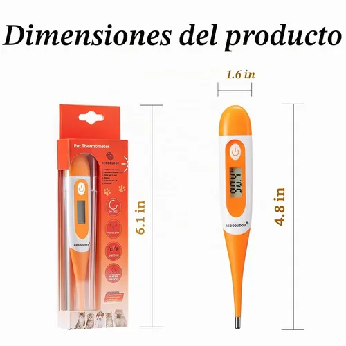 Vista 6 de Termómetro digital para mascotas para detección precisa de fiebre, adecuado para gatos, perros, caballos, veterinarios, termómetro impermeable