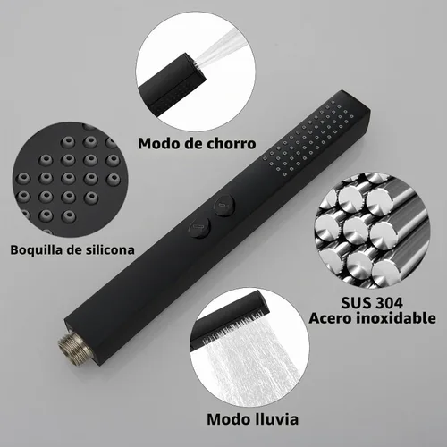 Vista 5 de RUMOSE Juego de grifo de ducha para baño, cabezal de ducha de lluvia con Negro